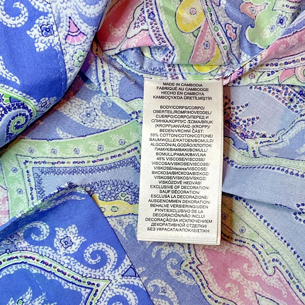 LAUREN RALPH LAUREN Black Label 2 Piece PJ Set Paisley Size PS Petite Small NEW - Picture 5 of 12
